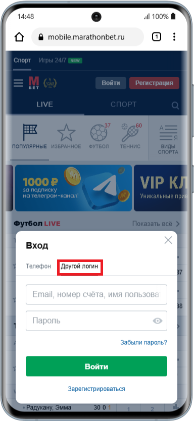 вход в личный кабинет марафонбет по электронной почте